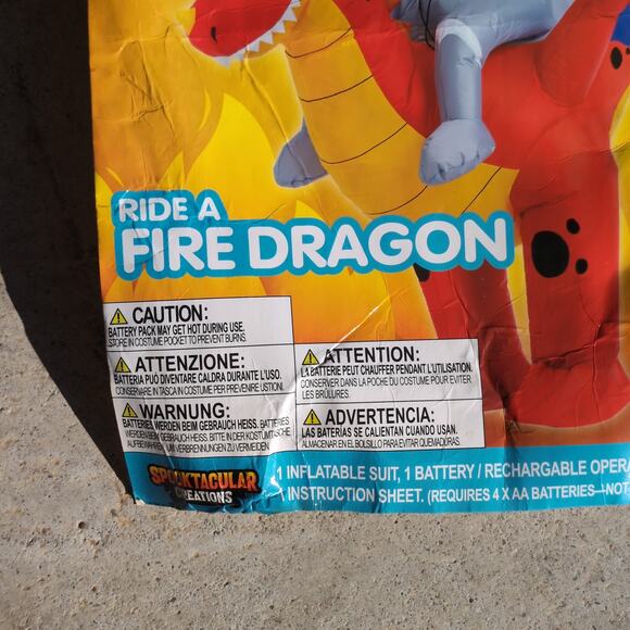 Puff Me Up Ride a Fire Dragon Inflatable Costume Red Halloween Cosplay Adult - Picture 3 of 9